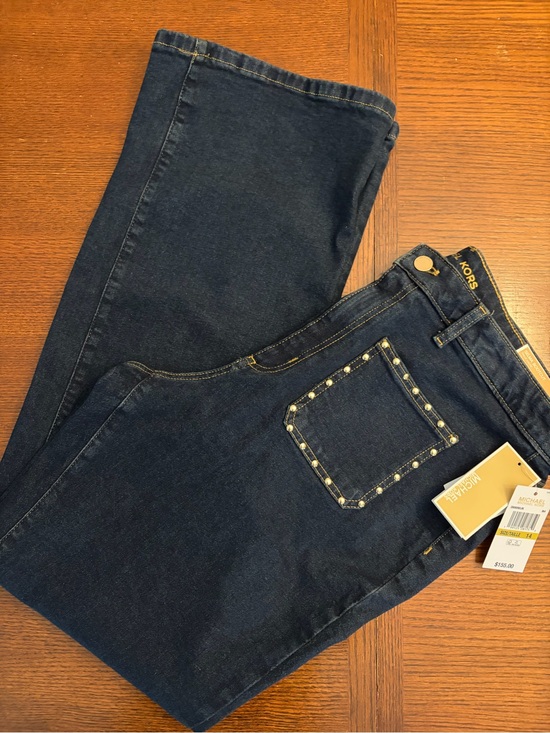 Michael Kors Denim - Michael Kors Dark Blue Straight Leg Jeans with Studded Pocket